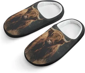 Highland Cow Kids Toddler Cotton Slippers Slip-on House Shoes for Bedroom Indoor Outdoor