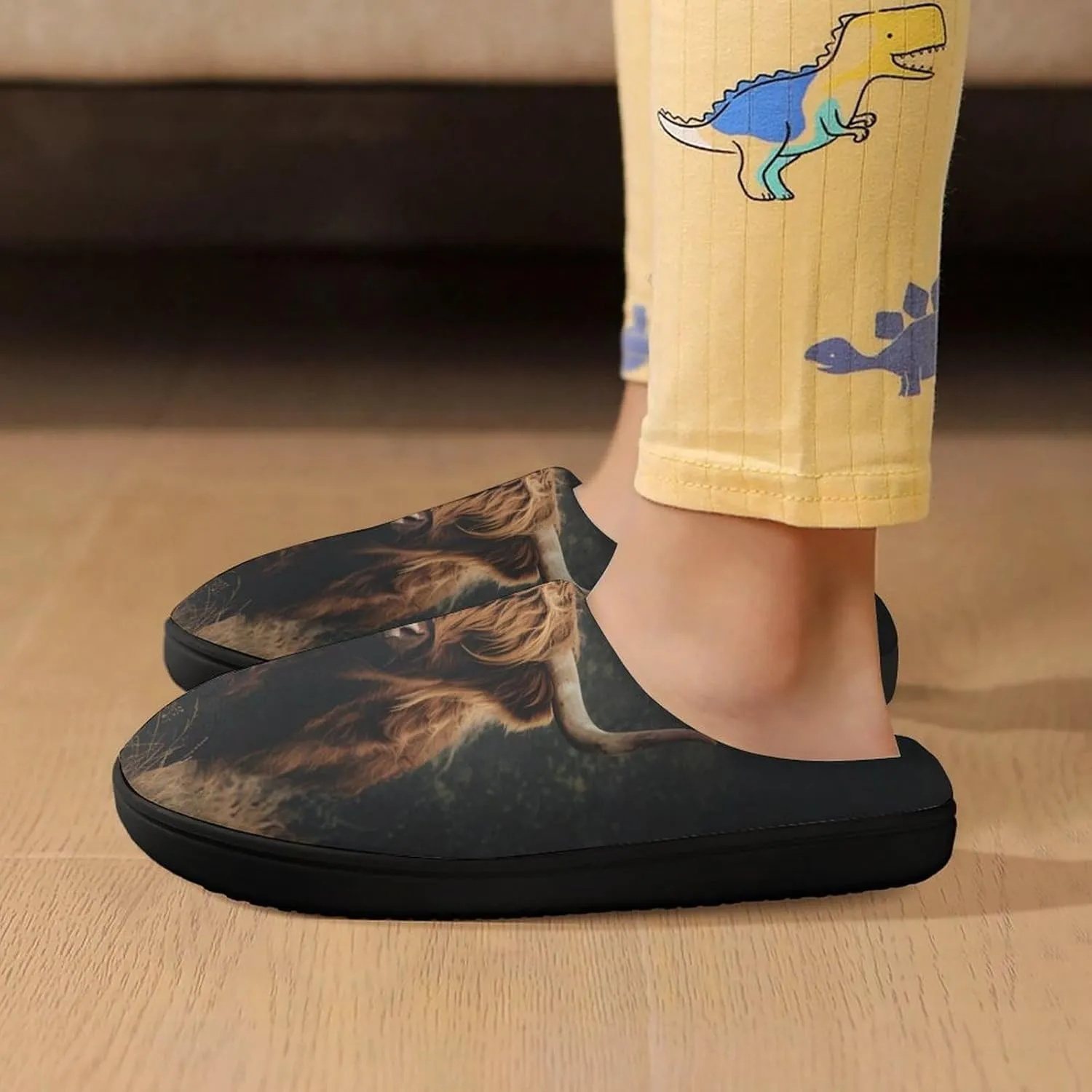 Highland Cow Kids Toddler Cotton Slippers Slip-on House Shoes for Bedroom Indoor Outdoor
