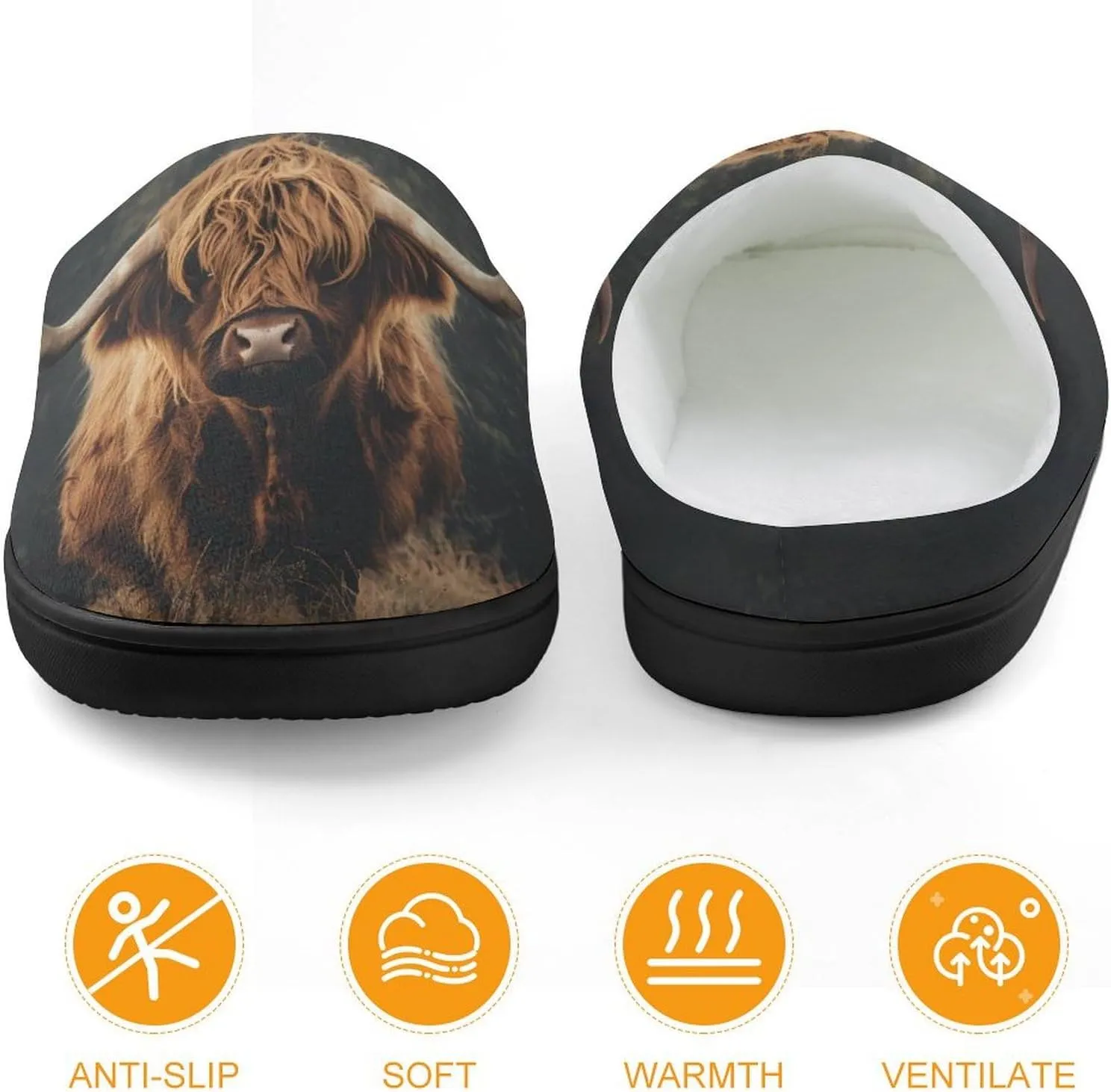 Highland Cow Kids Toddler Cotton Slippers Slip-on House Shoes for Bedroom Indoor Outdoor