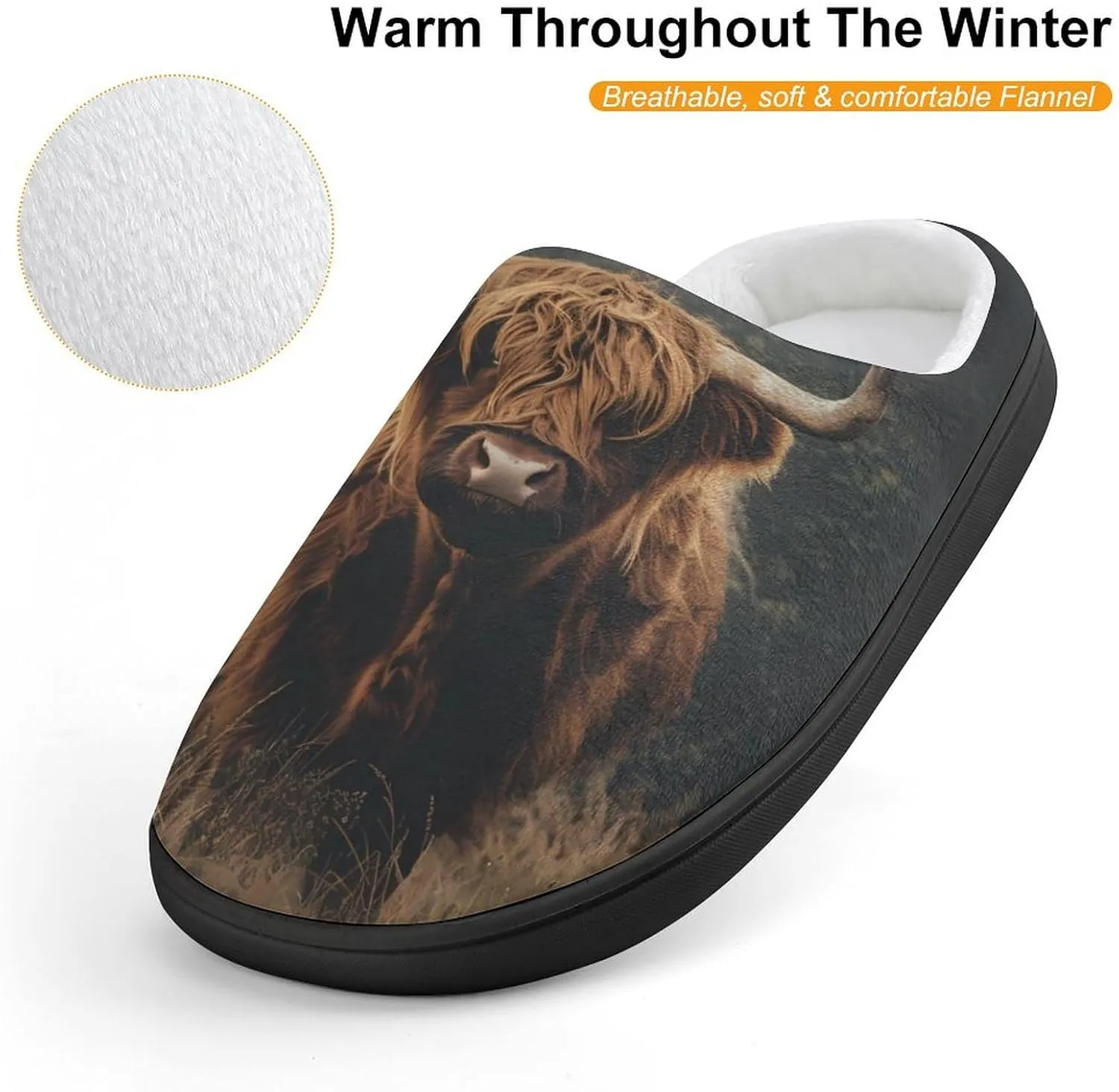 Highland Cow Kids Toddler Cotton Slippers Slip-on House Shoes for Bedroom Indoor Outdoor