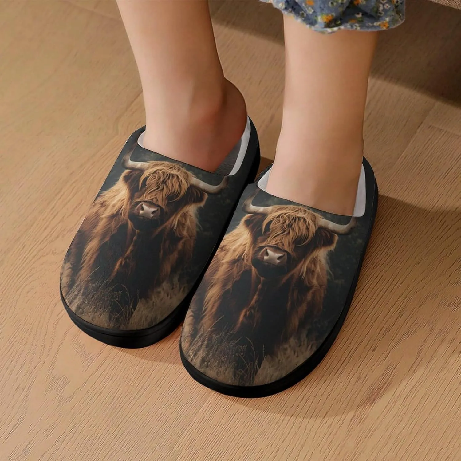Highland Cow Kids Toddler Cotton Slippers Slip-on House Shoes for Bedroom Indoor Outdoor