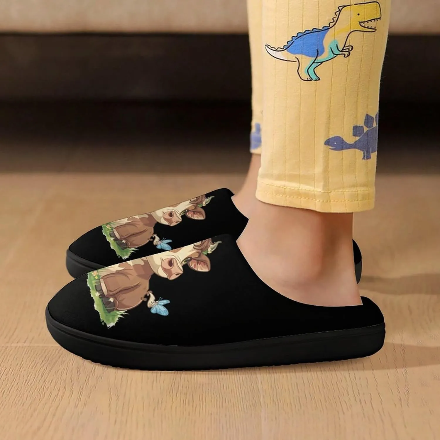 Highland Cow Print Kids Toddler Cotton Slippers Slip-on House Shoes for Bedroom Indoor Outdoor