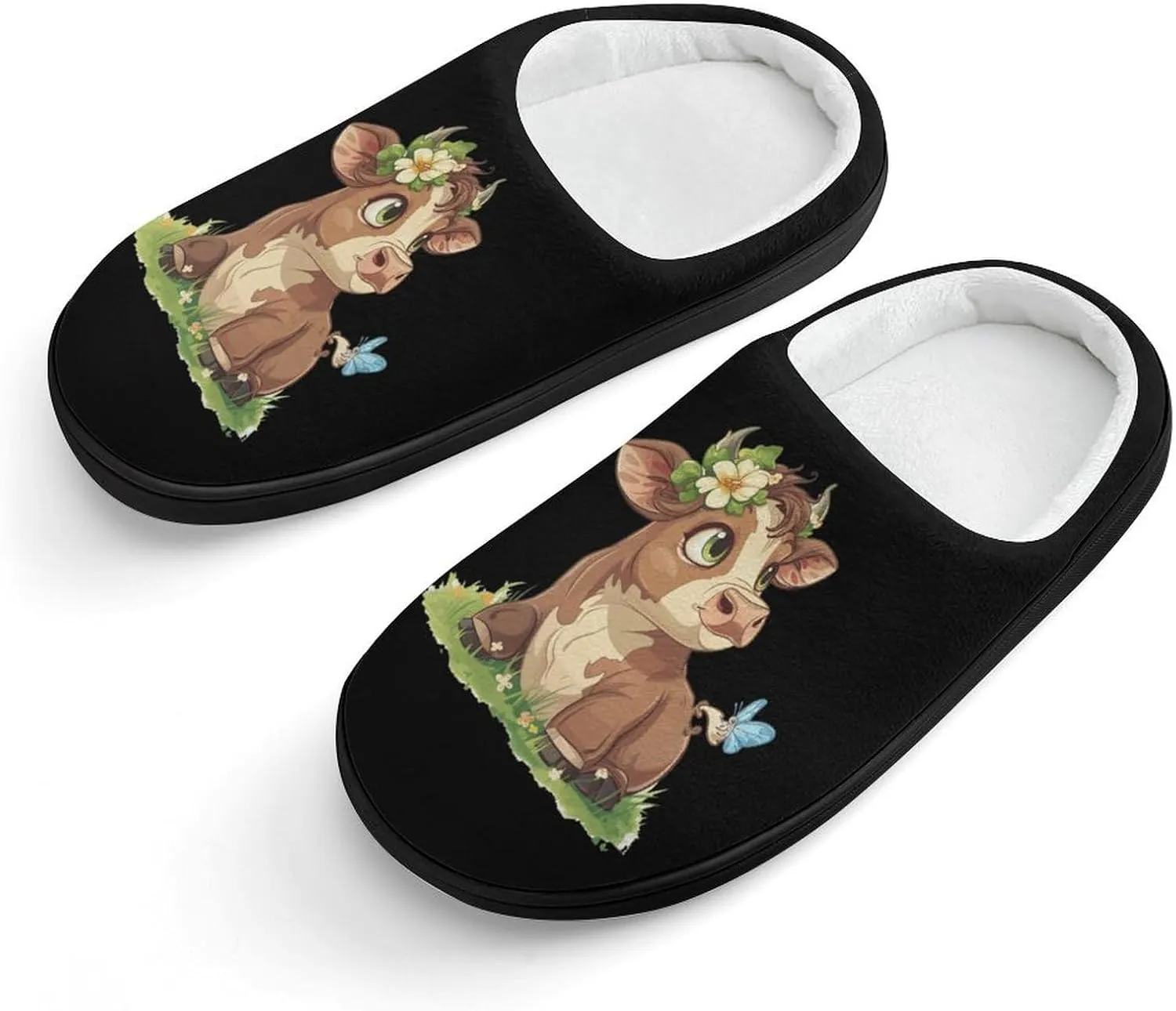 Highland Cow Print Kids Toddler Cotton Slippers Slip-on House Shoes for Bedroom Indoor Outdoor
