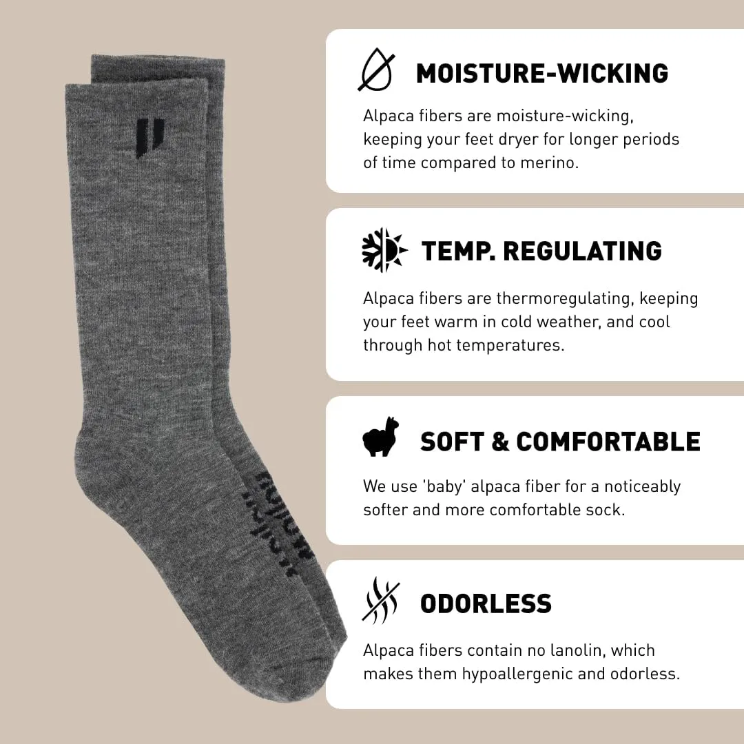 HOLLOW Alpaca Boot Socks for Men and Women, Moisture Wicking Alpaca Socks for Hiking, Running, Temperature Regulating