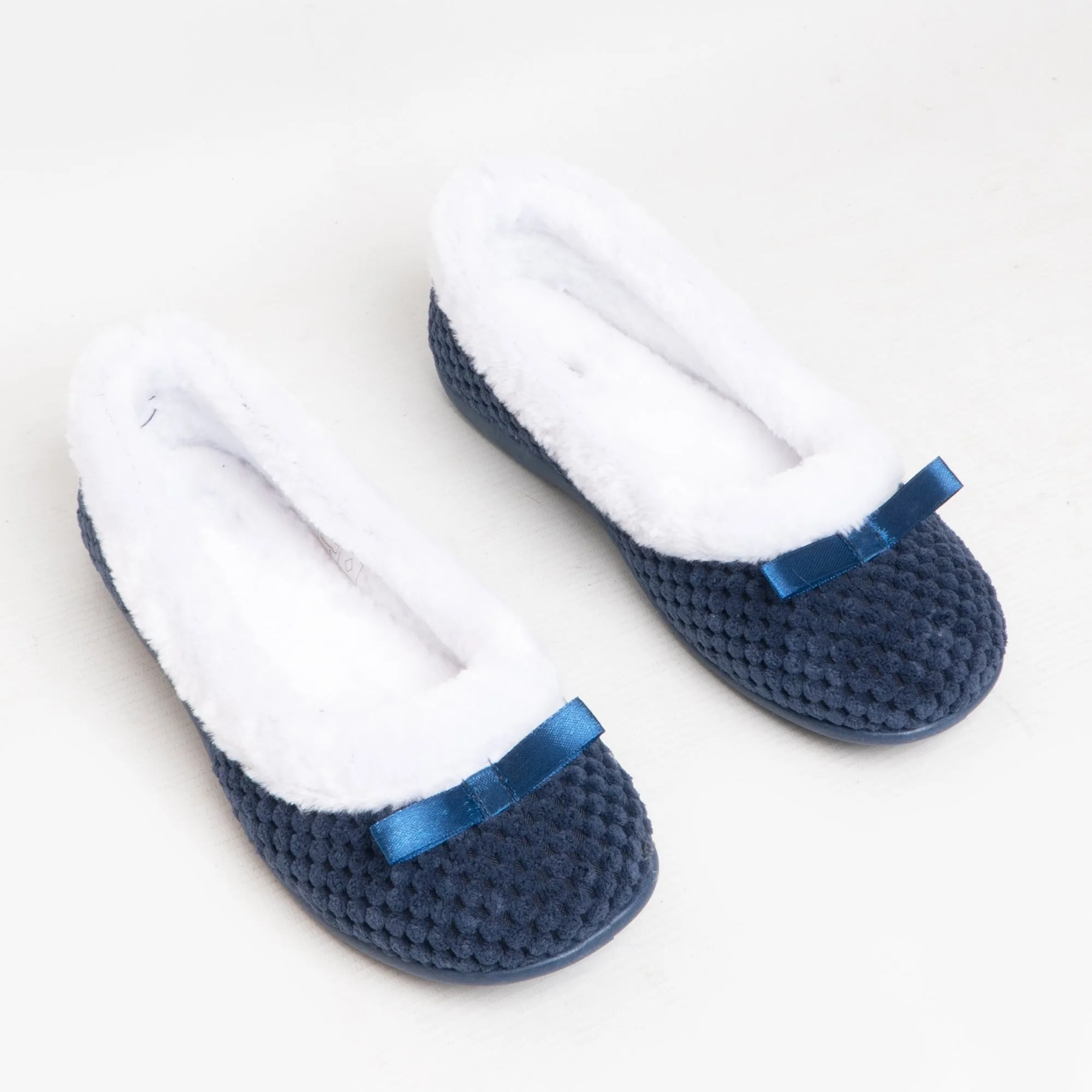 HOS Comfort CARA Womens Knit Slippers Navy