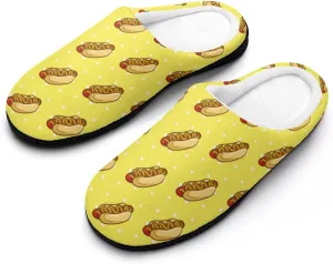 Hotdog Pattern Women's House Slippers Warm Cotton Anti-Slip Slippers Home Shoes Indoor Outdoor 9-10（40-41）