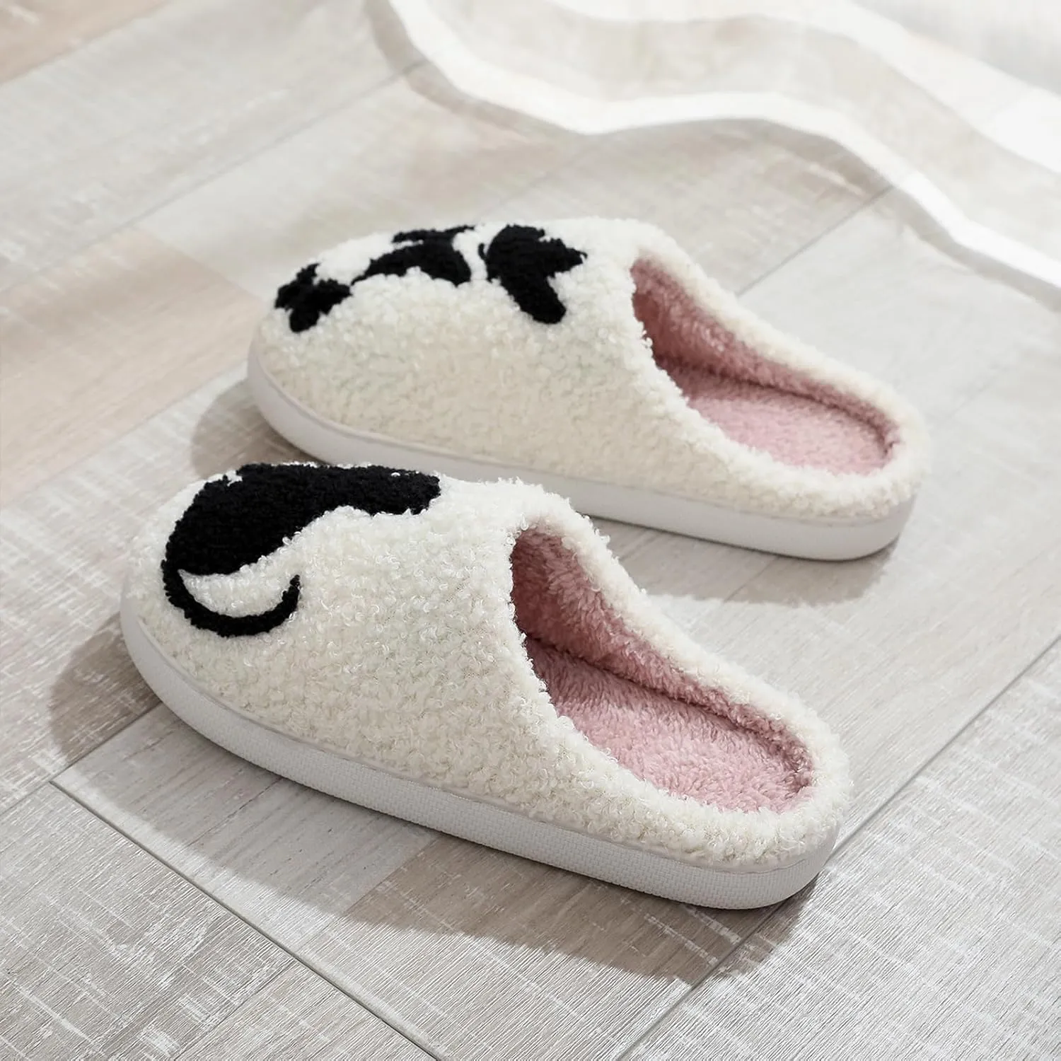 House Slippers for Women, Fruit Slipper with Strawberry Pineapple Flower Heart, Adult House Shoes with Checker Rainbow Evil Eyes Cat, Winter Fuzzy Bedroom Slides, Soft Cute Cozy