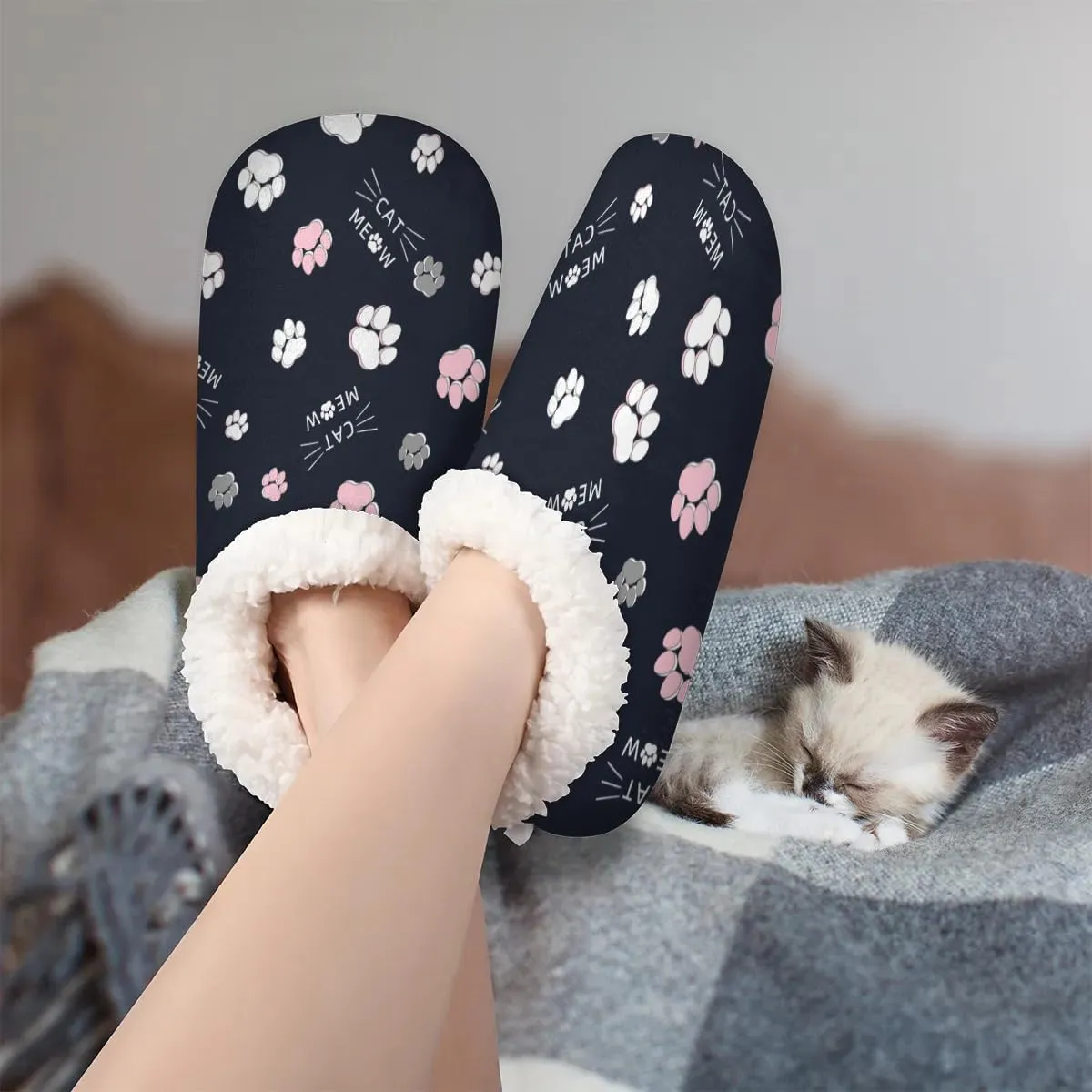 House Slippers for Women Men Winter Fuzzy Memory Foam Slippers Indoor Warm Full Slippers
