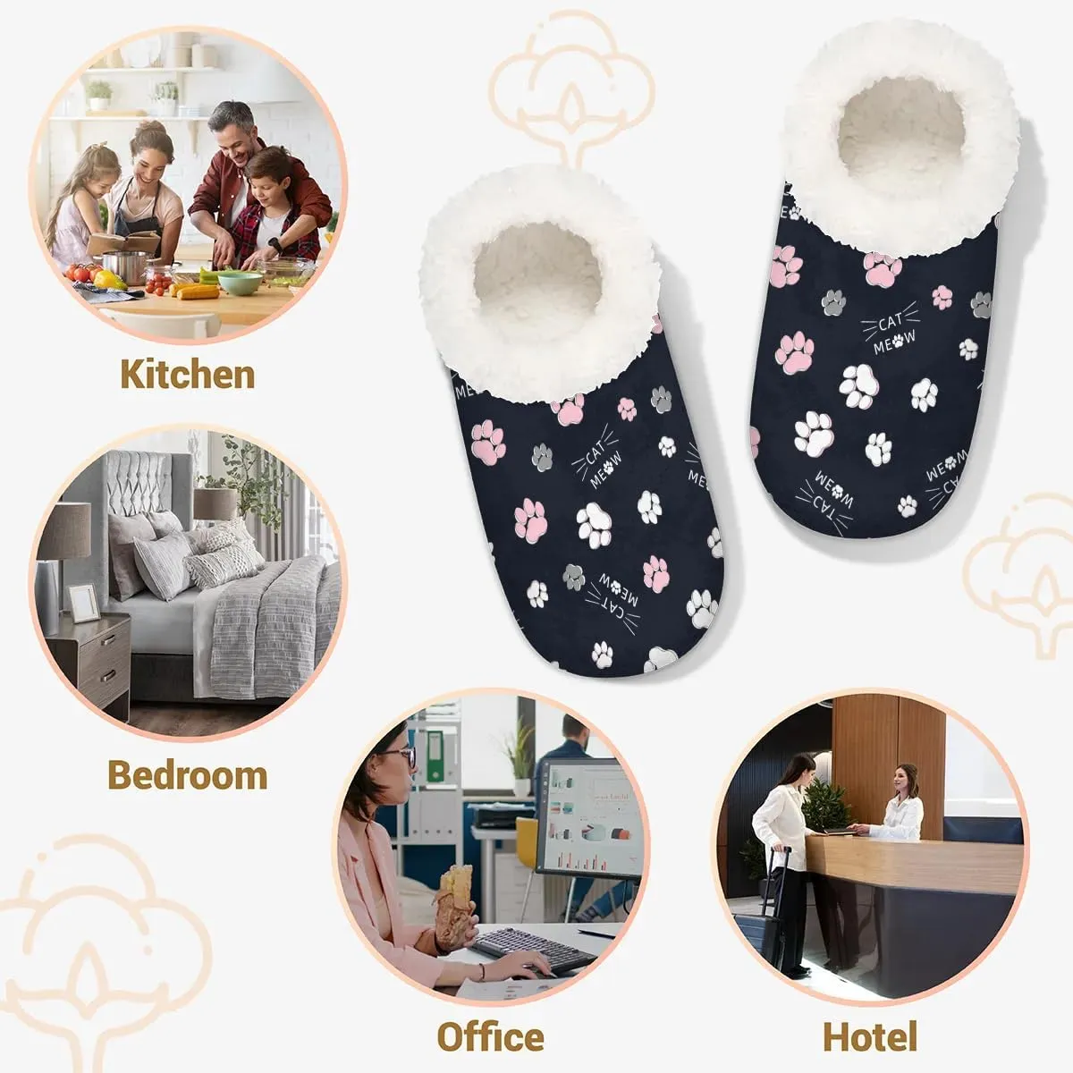 House Slippers for Women Men Winter Fuzzy Memory Foam Slippers Indoor Warm Full Slippers