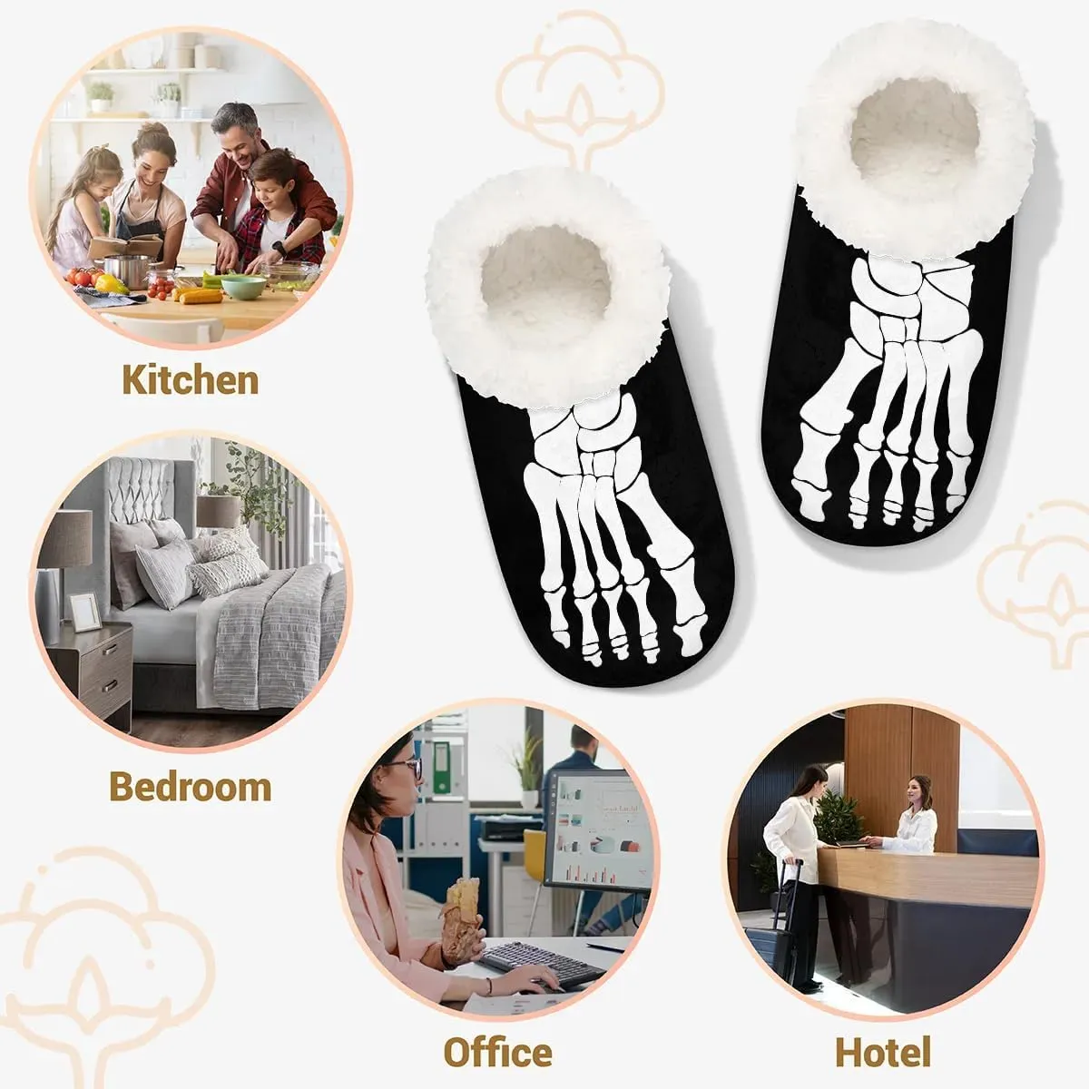House Slippers for Women Men,Coral Fleece Fuzzy Slippers Socks,Memory Foam Non-Slip Indoor Outdoor Winter Bedroom Shoes
