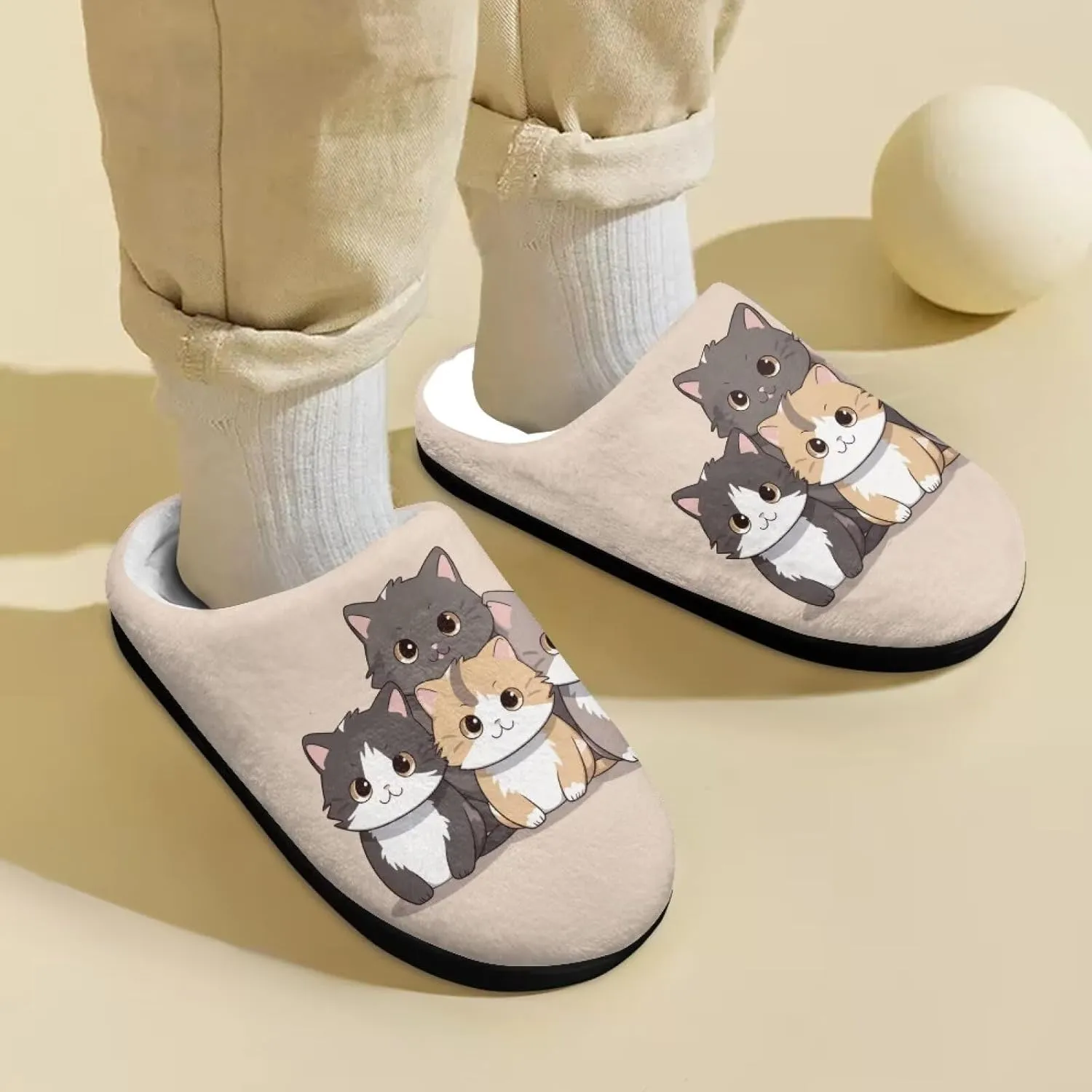 HUIACONG TPR Sole Boys Girls Indoor Outdoor Slippers Fuzzy Unisex House Shoes