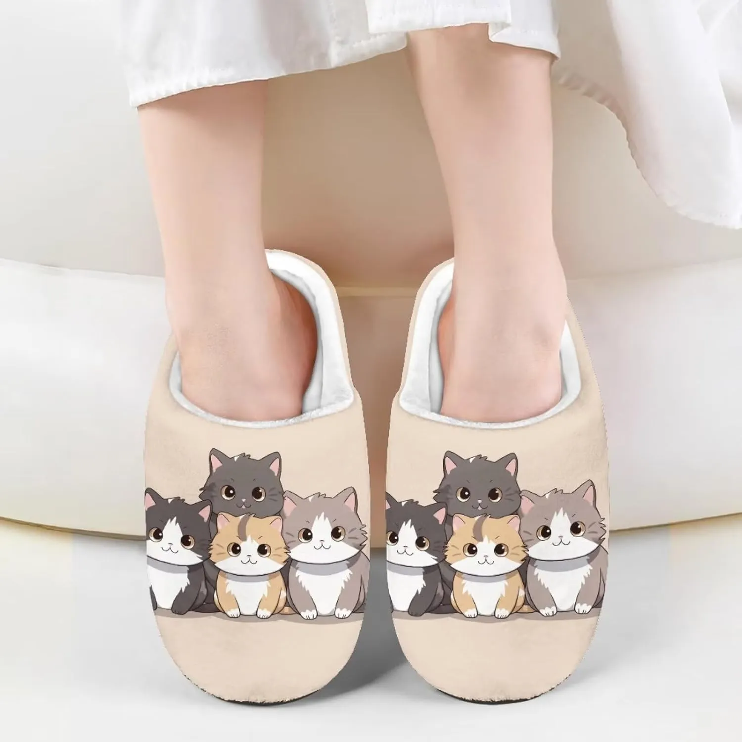 HUIACONG TPR Sole Boys Girls Indoor Outdoor Slippers Fuzzy Unisex House Shoes