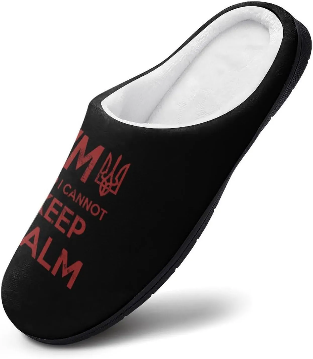 I Am Ukrainian And I Cannot Keep Calm Cotton Slippers Memory Foam House Shoes Anti-skid Sole Slipper for Women Indoor And Outdoor