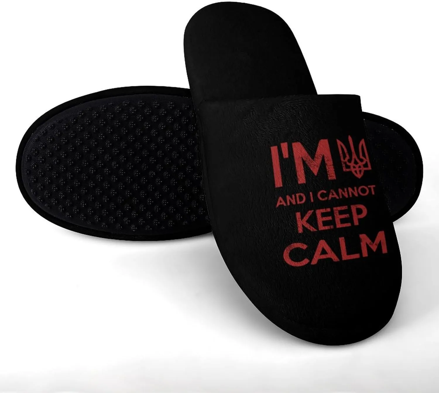 I Am Ukrainian And I Cannot Keep Calm Cotton Spa Slippers Lightweight Memory Foam Anti-skid Indoor House Shoes Slip-On Slippers