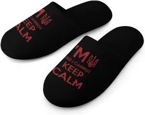 I Am Ukrainian And I Cannot Keep Calm Cotton Spa Slippers Lightweight Memory Foam Anti-skid Indoor House Shoes Slip-On Slippers