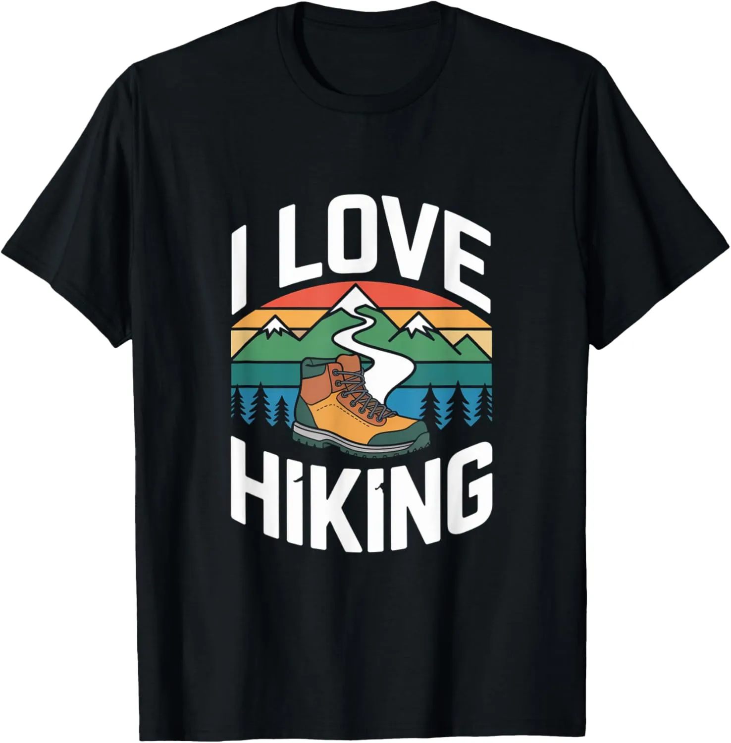 I Love Hiking Mountain Trail Enthusiast T-Shirt