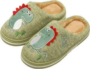 INMINPIN Boys Girls Cozy House Slippers Warm Plush Winter Cotton Slipper Kids Cute Dinosaur Indoor Shoes Non-Slip