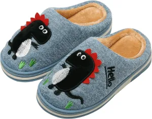 INMINPIN Boys Girls Cozy House Slippers Warm Plush Winter Cotton Slipper Kids Cute Dinosaur Indoor Shoes Non-Slip