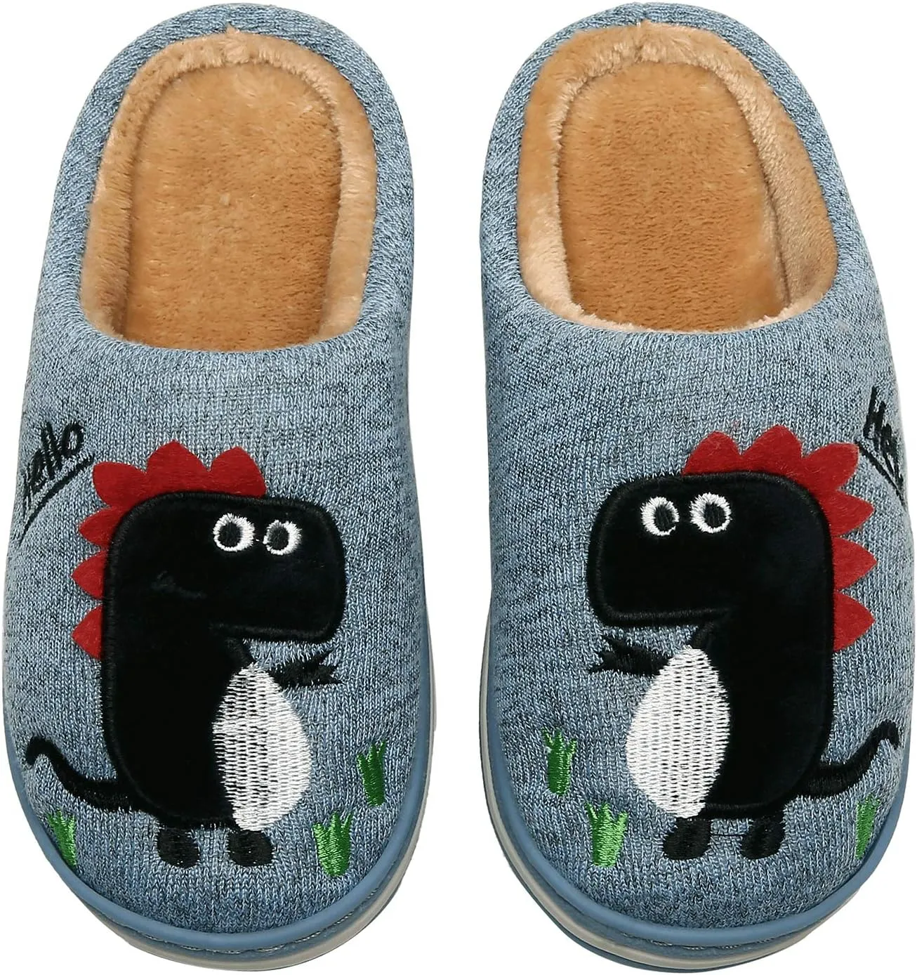 INMINPIN Boys Girls Cozy House Slippers Warm Plush Winter Cotton Slipper Kids Cute Dinosaur Indoor Shoes Non-Slip