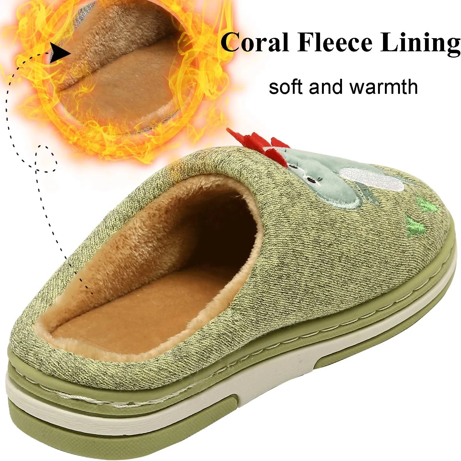 INMINPIN Boys Girls Cozy House Slippers Warm Plush Winter Cotton Slipper Kids Cute Dinosaur Indoor Shoes Non-Slip