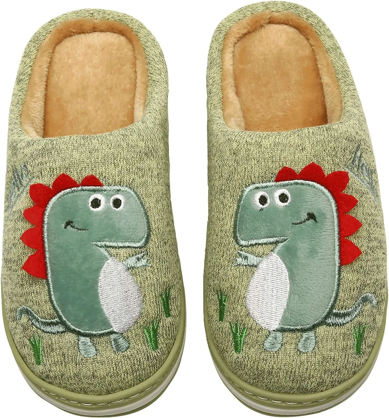 INMINPIN Boys Girls Cozy House Slippers Warm Plush Winter Cotton Slipper Kids Cute Dinosaur Indoor Shoes Non-Slip