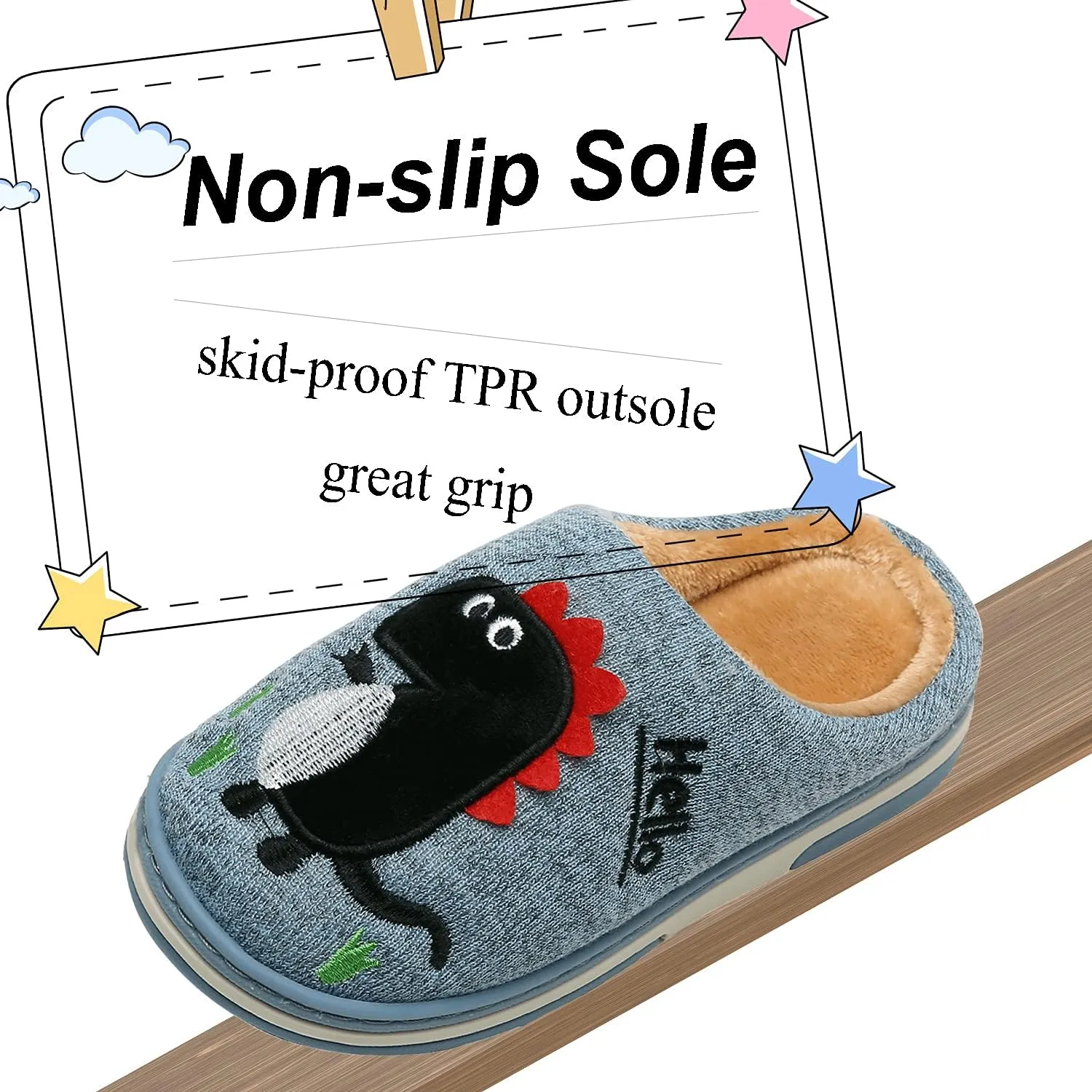 INMINPIN Boys Girls Cozy House Slippers Warm Plush Winter Cotton Slipper Kids Cute Dinosaur Indoor Shoes Non-Slip