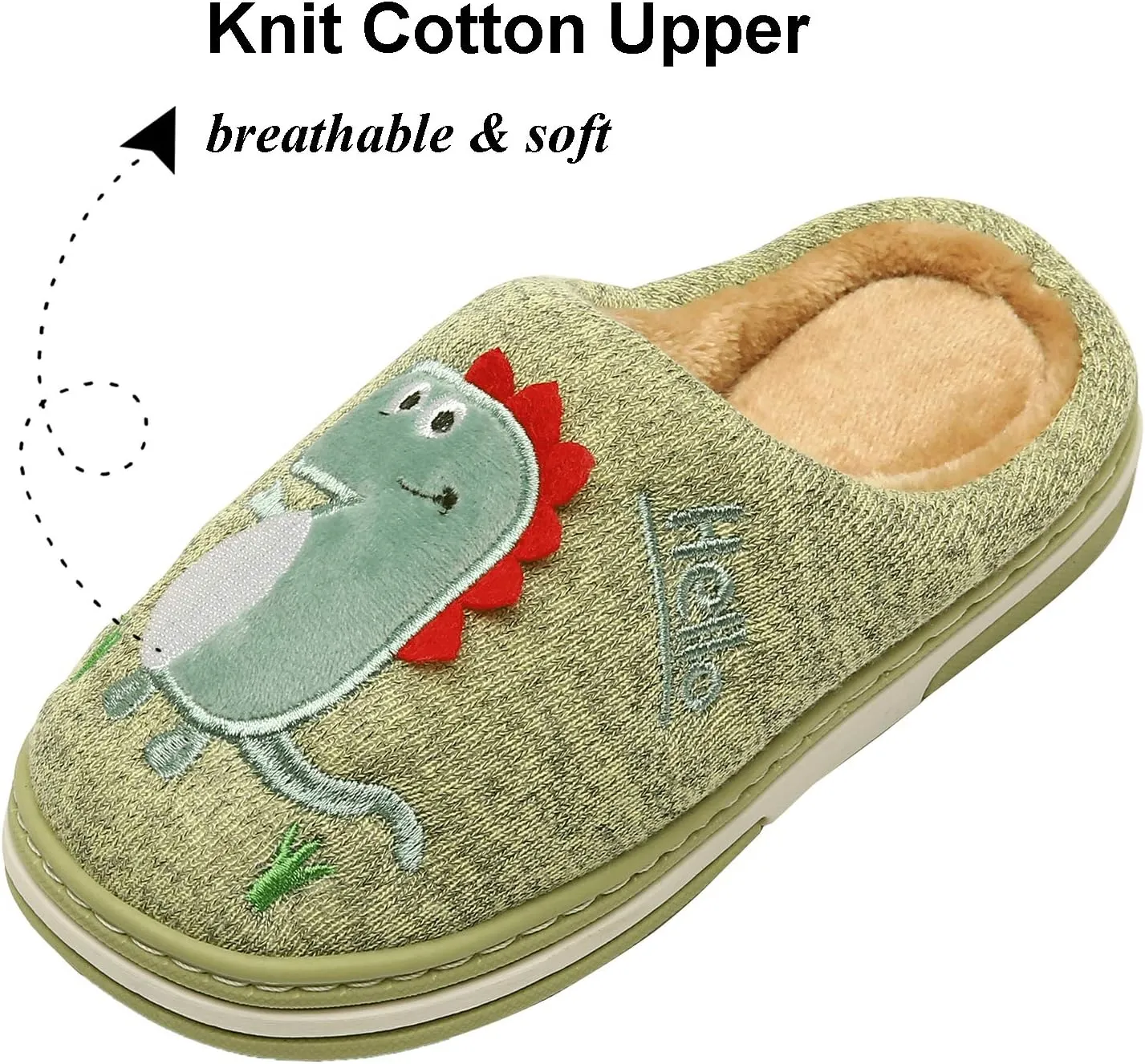 INMINPIN Boys Girls Cozy House Slippers Warm Plush Winter Cotton Slipper Kids Cute Dinosaur Indoor Shoes Non-Slip