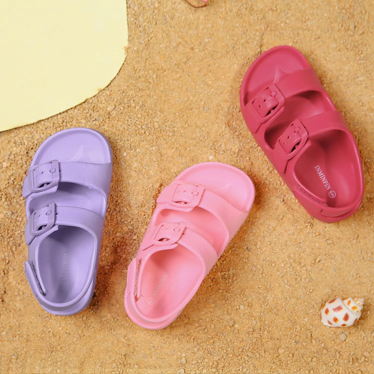 INMINPIN Toddler Boys Girls Buckle Sandals Comfort Open Toe Sandal with Adjustable Back Strap
