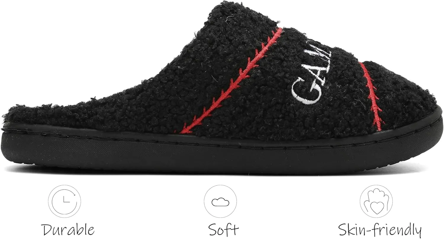 INMINPIN Women Men Ball Sports Slippers Soft Curly Plush House Shoes Cozy Bedroom Slippers Indoor Outdoor with Non Slip Sole for Sports Fan