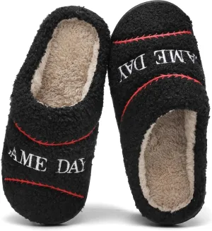 INMINPIN Women Men Ball Sports Slippers Soft Curly Plush House Shoes Cozy Bedroom Slippers Indoor Outdoor with Non Slip Sole for Sports Fan