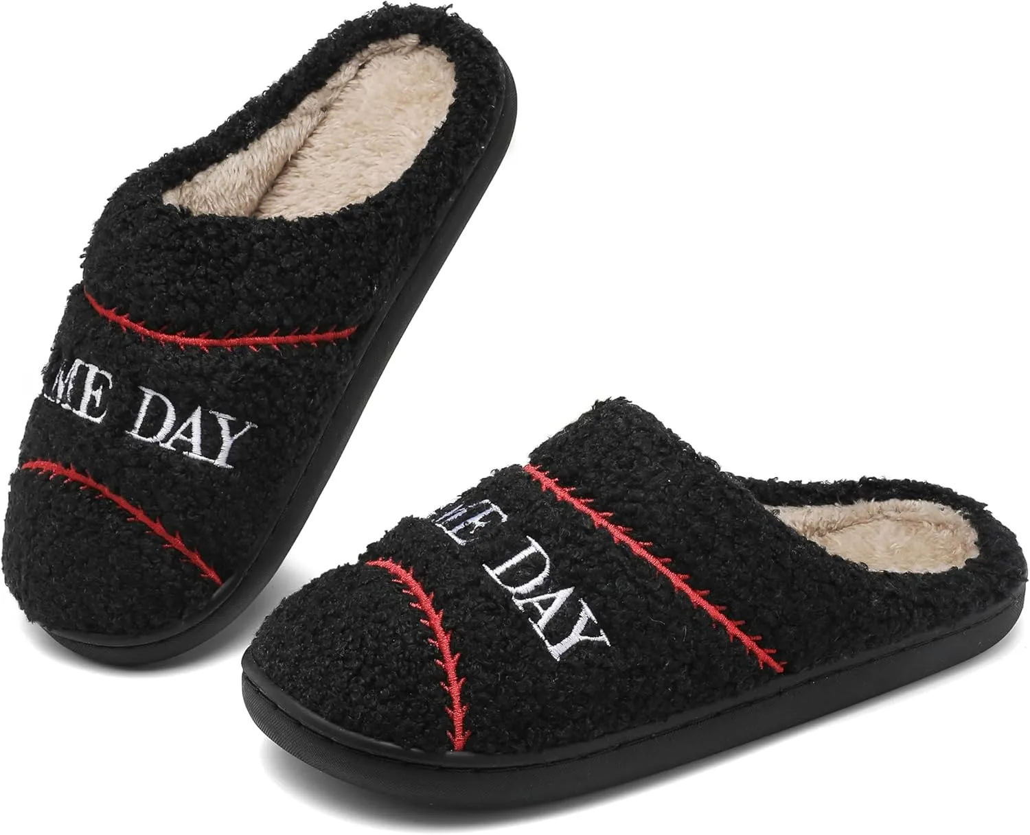 INMINPIN Women Men Ball Sports Slippers Soft Curly Plush House Shoes Cozy Bedroom Slippers Indoor Outdoor with Non Slip Sole for Sports Fan