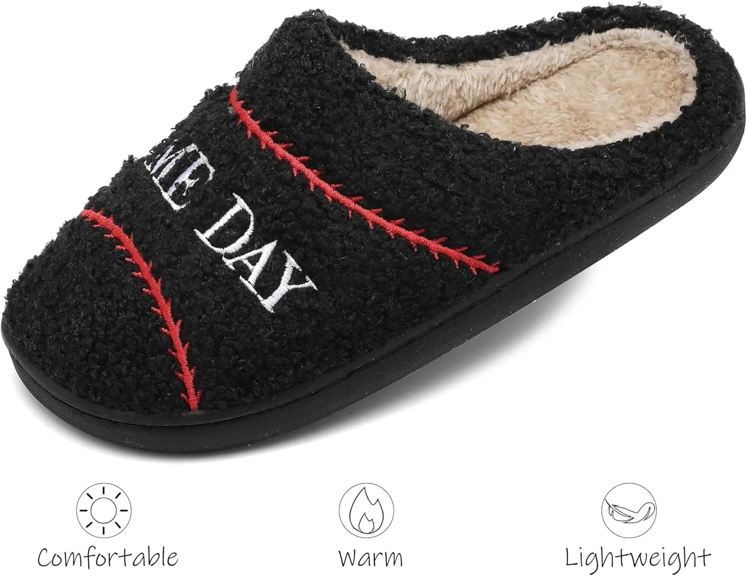 INMINPIN Women Men Ball Sports Slippers Soft Curly Plush House Shoes Cozy Bedroom Slippers Indoor Outdoor with Non Slip Sole for Sports Fan
