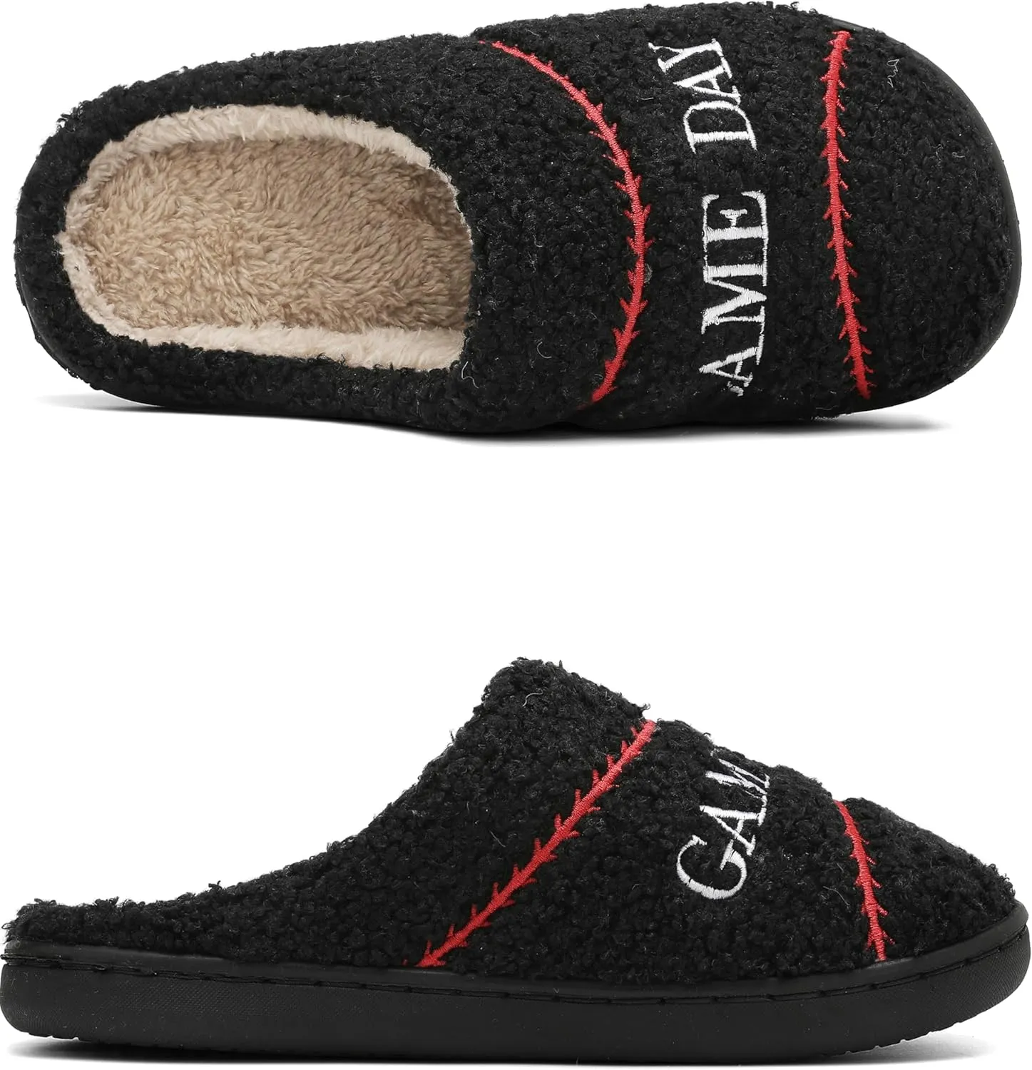 INMINPIN Women Men Ball Sports Slippers Soft Curly Plush House Shoes Cozy Bedroom Slippers Indoor Outdoor with Non Slip Sole for Sports Fan