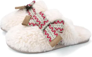 IPSAE Womens Maxi Curly Slide Slippers Winter Memory Foam Slippers Cozy Fuzzy Slippers Women Gifts House Cloud Bow Slippers for Women.