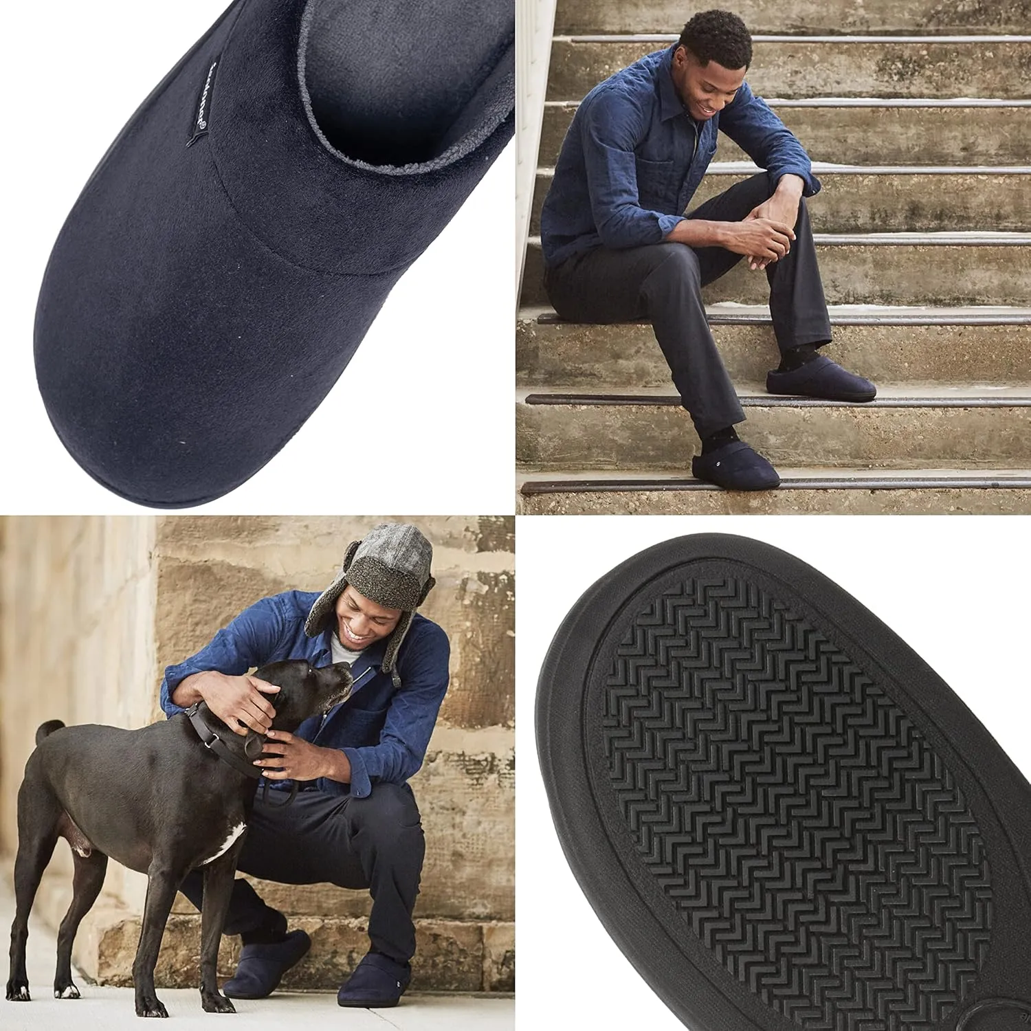 isotoner Men's Open Back Slipper with Memory Foam and Indoor/Outdoor Sole