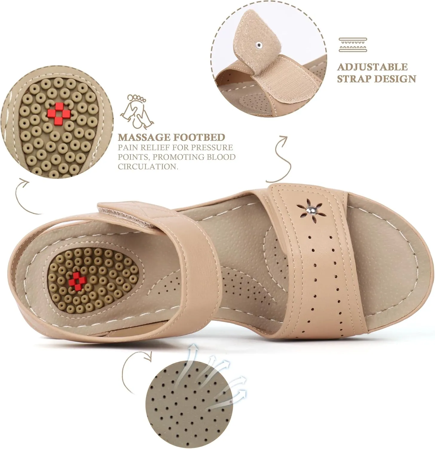 JABASIC Women Comfortable Sandals Orthotic Walking Sandals Orthopedic Arch Support Sandals