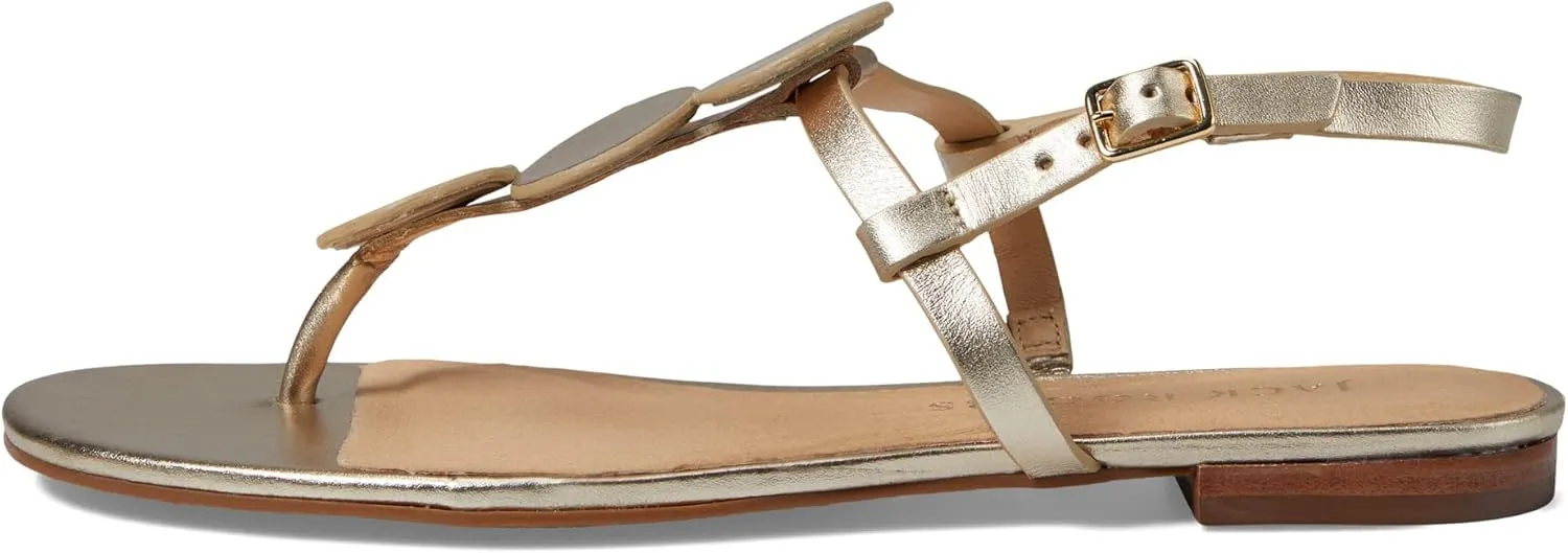 Jack Rogers Worth Flat Sandal for Women - Leather Upper, Adjustable Ankle Strap with Buckle Closure