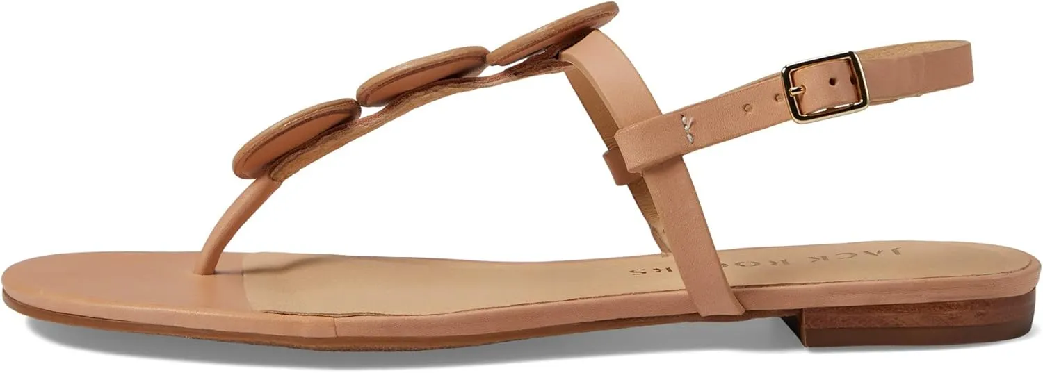 Jack Rogers Worth Flat Sandal for Women - Leather Upper, Adjustable Ankle Strap with Buckle Closure