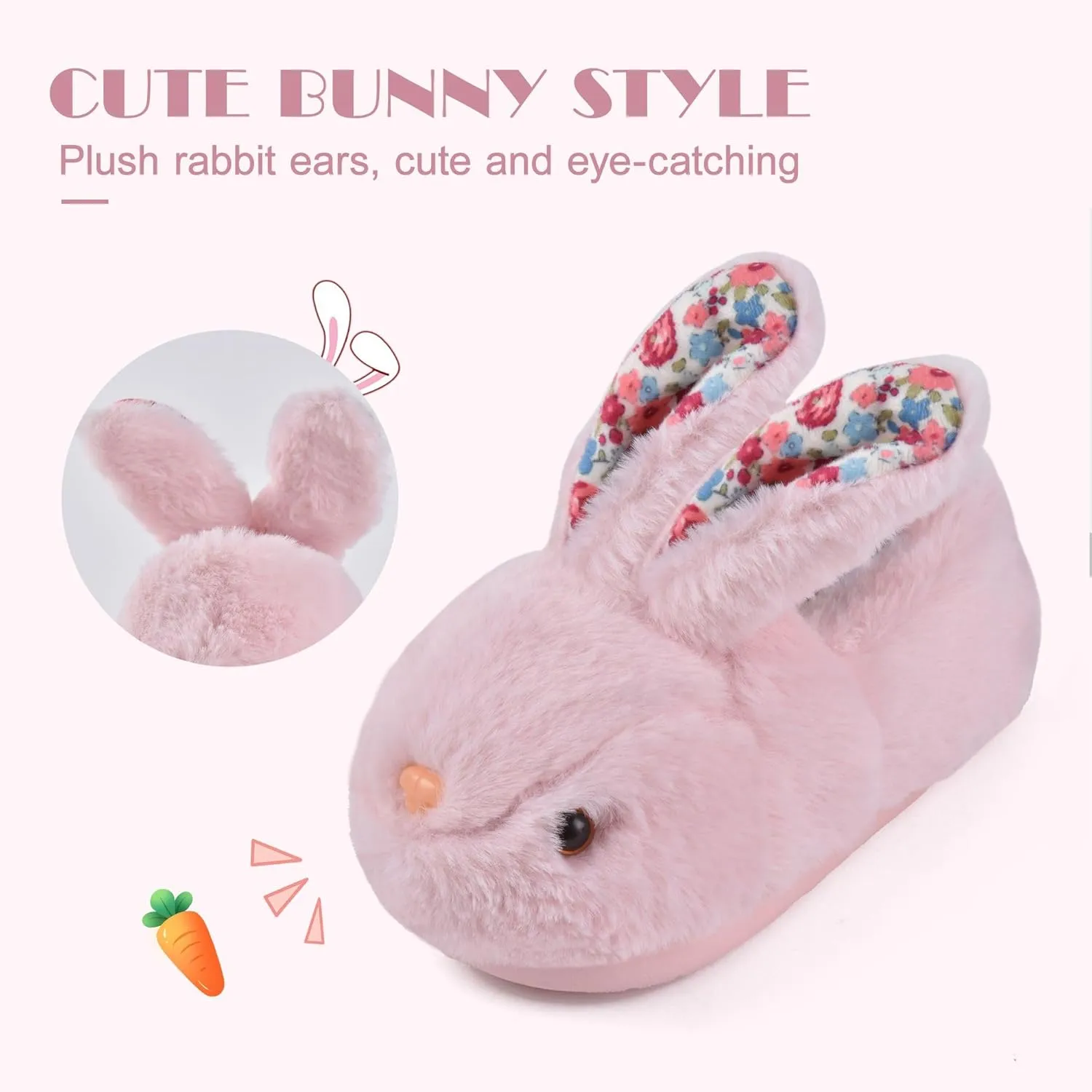 JACKSHIBO Toddler Slippers Boys Girls Dinosaur House Shoes Cute bunny Slipper for Home Indoor Winter Bedroom Non Slip Soft Rabbit Warm shoes