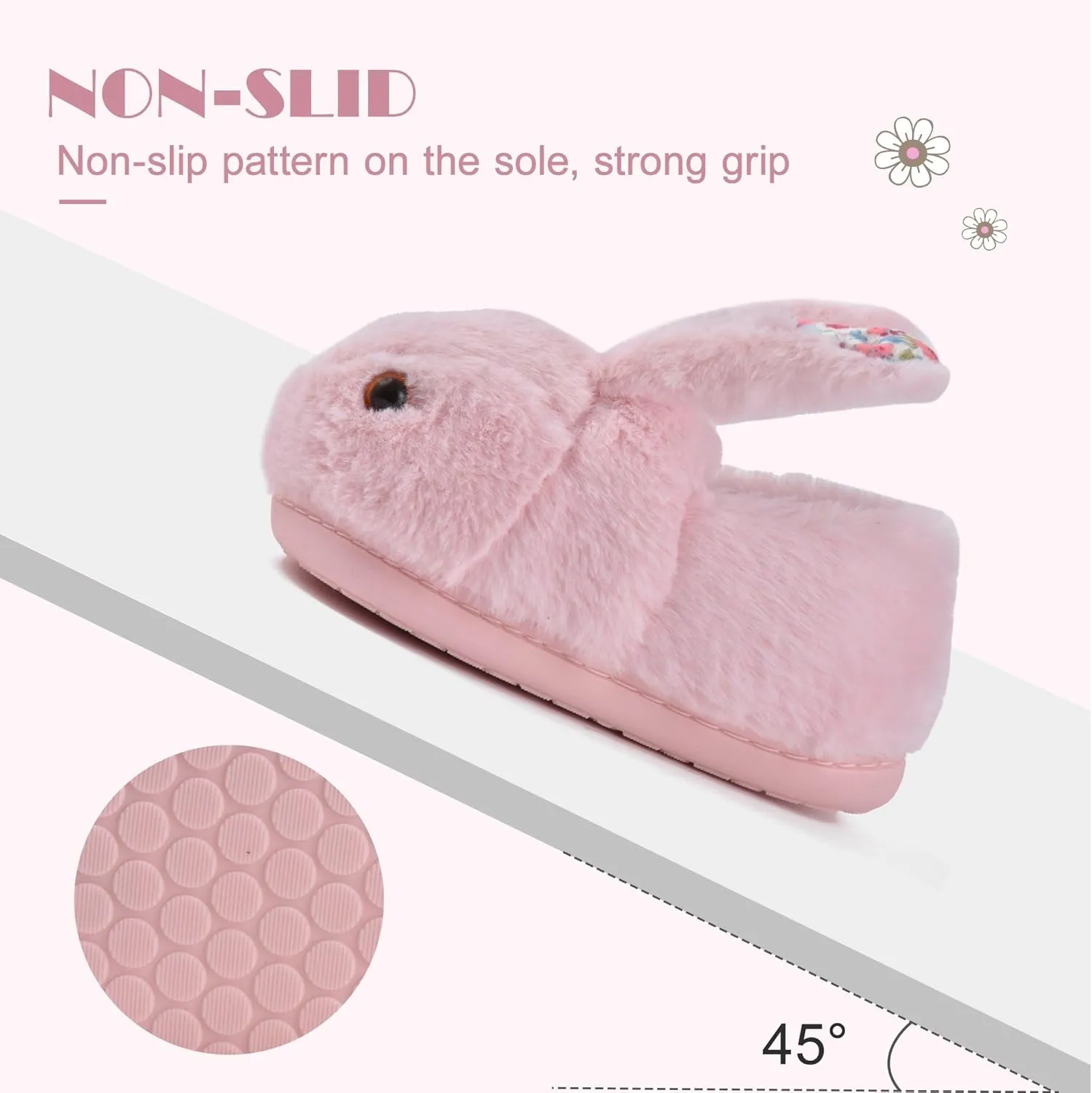 JACKSHIBO Toddler Slippers Boys Girls Dinosaur House Shoes Cute bunny Slipper for Home Indoor Winter Bedroom Non Slip Soft Rabbit Warm shoes