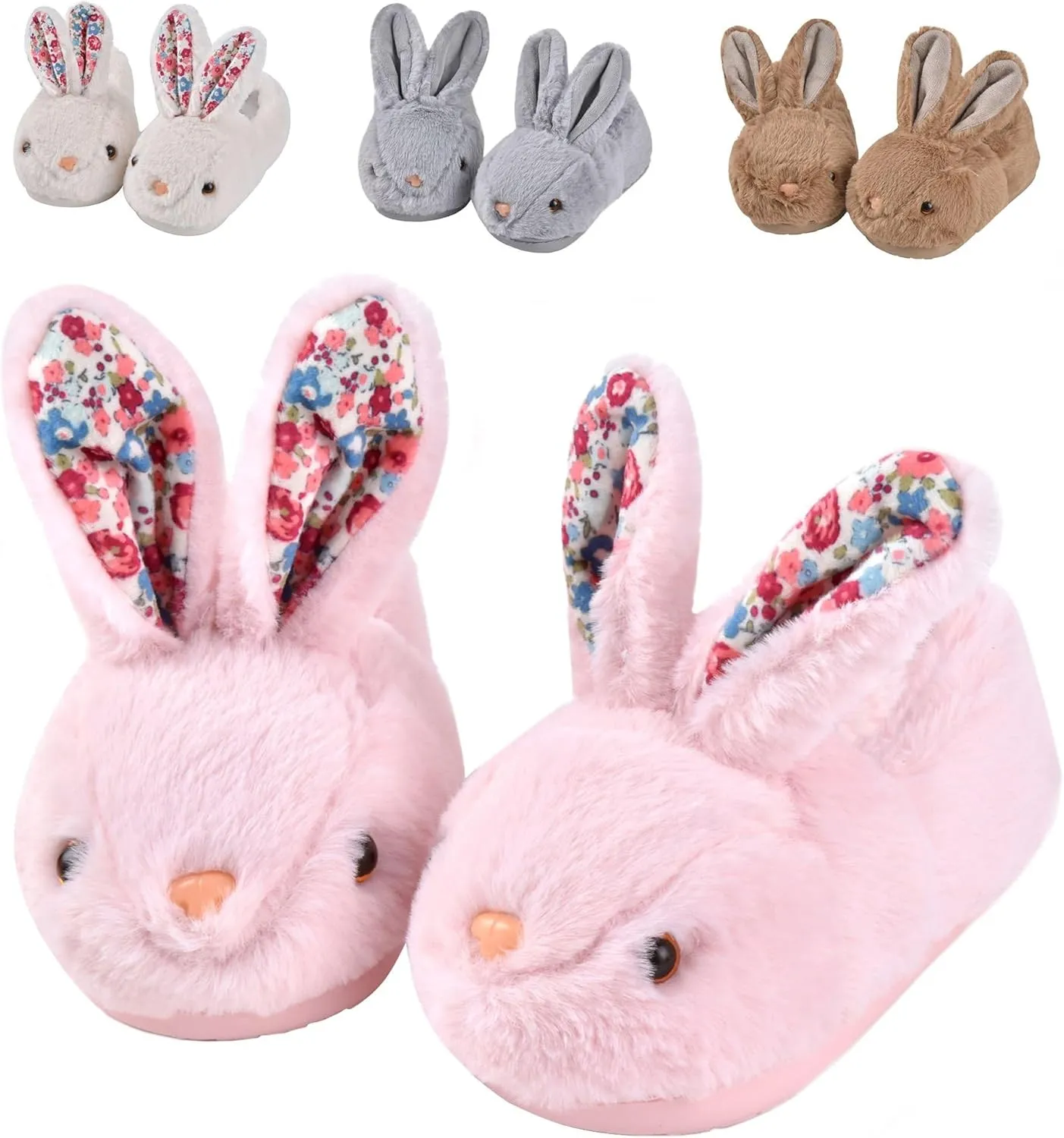 JACKSHIBO Toddler Slippers Boys Girls Dinosaur House Shoes Cute bunny Slipper for Home Indoor Winter Bedroom Non Slip Soft Rabbit Warm shoes