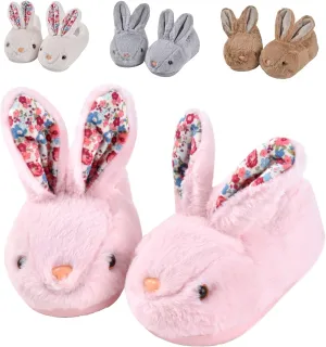 JACKSHIBO Toddler Slippers Boys Girls Dinosaur House Shoes Cute bunny Slipper for Home Indoor Winter Bedroom Non Slip Soft Rabbit Warm shoes