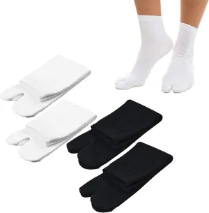 Japan Tabi Socks, Split 2 Toe Sandals Ninja Slipper Japanese Kimono Cotton for Men Women,4 Pairs