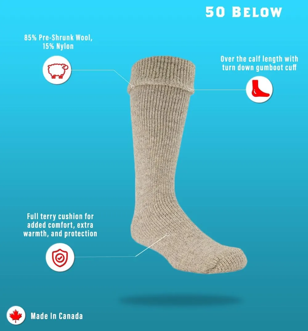 J.B. Field's -50 Below Icelandic Wool Socks for Extreme Cold Winter Weather, Thermal Socks for Women and Men, (Large)
