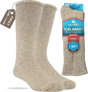 J.B. Field's -50 Below Icelandic Wool Socks for Extreme Cold Winter Weather, Thermal Socks for Women and Men, (Large)