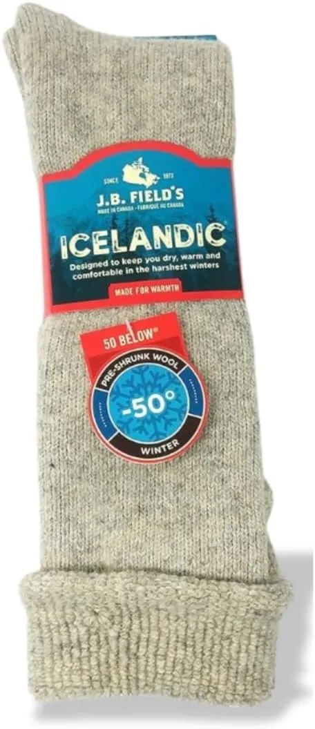 J.B. Field's -50 Below Icelandic Wool Socks for Extreme Cold Winter Weather, Thermal Socks for Women and Men, (Large)