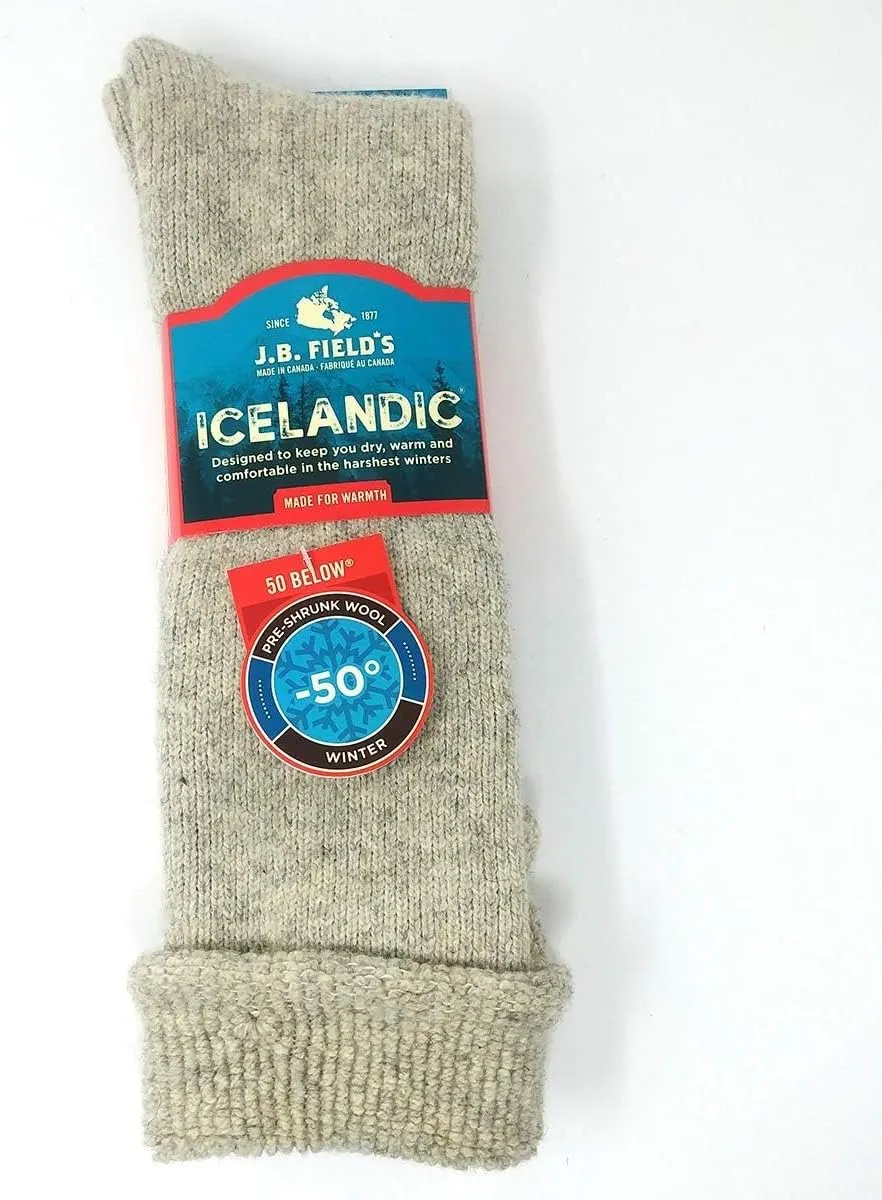 J.B. Field's -50 Below Icelandic Wool Socks for Extreme Cold Winter Weather, Thermal Socks for Women and Men, (Large)
