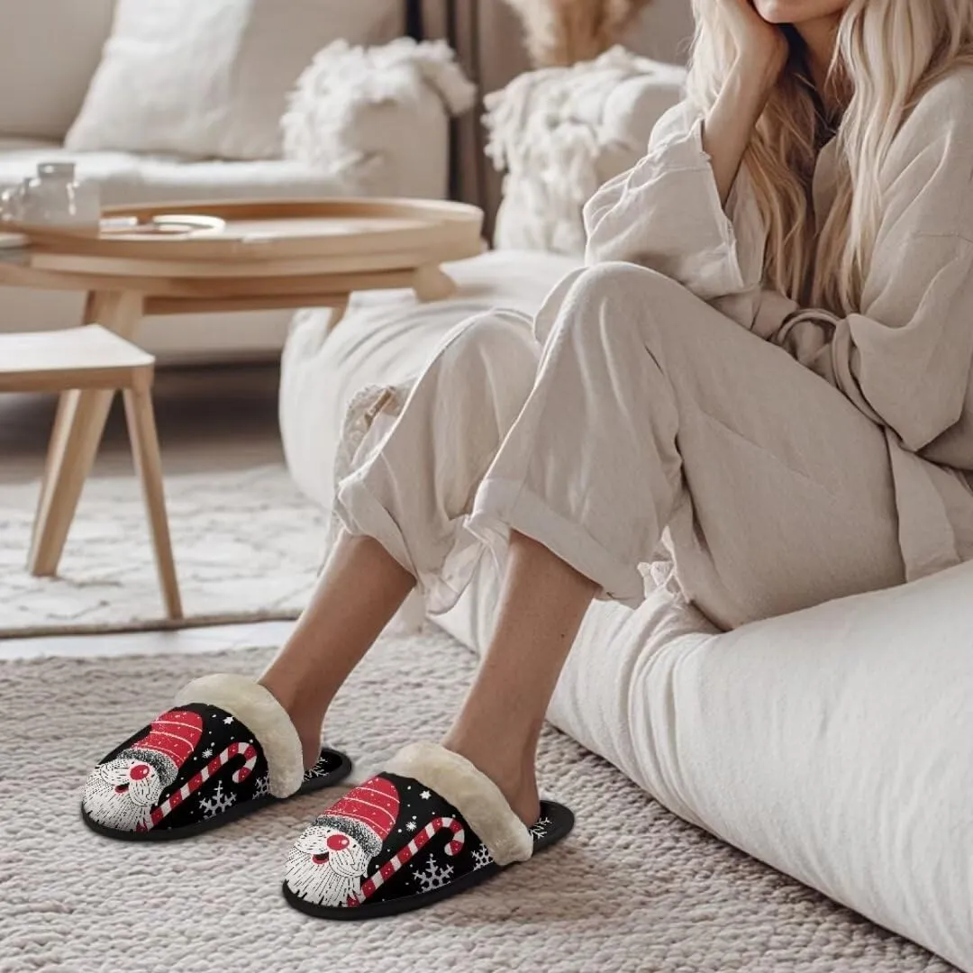 Jeiento Christmas Slippers for Men Women Comfortable Cotton Memory Foam Slippers Soft Fluffy Warm House Shoes Bedroom Slipper