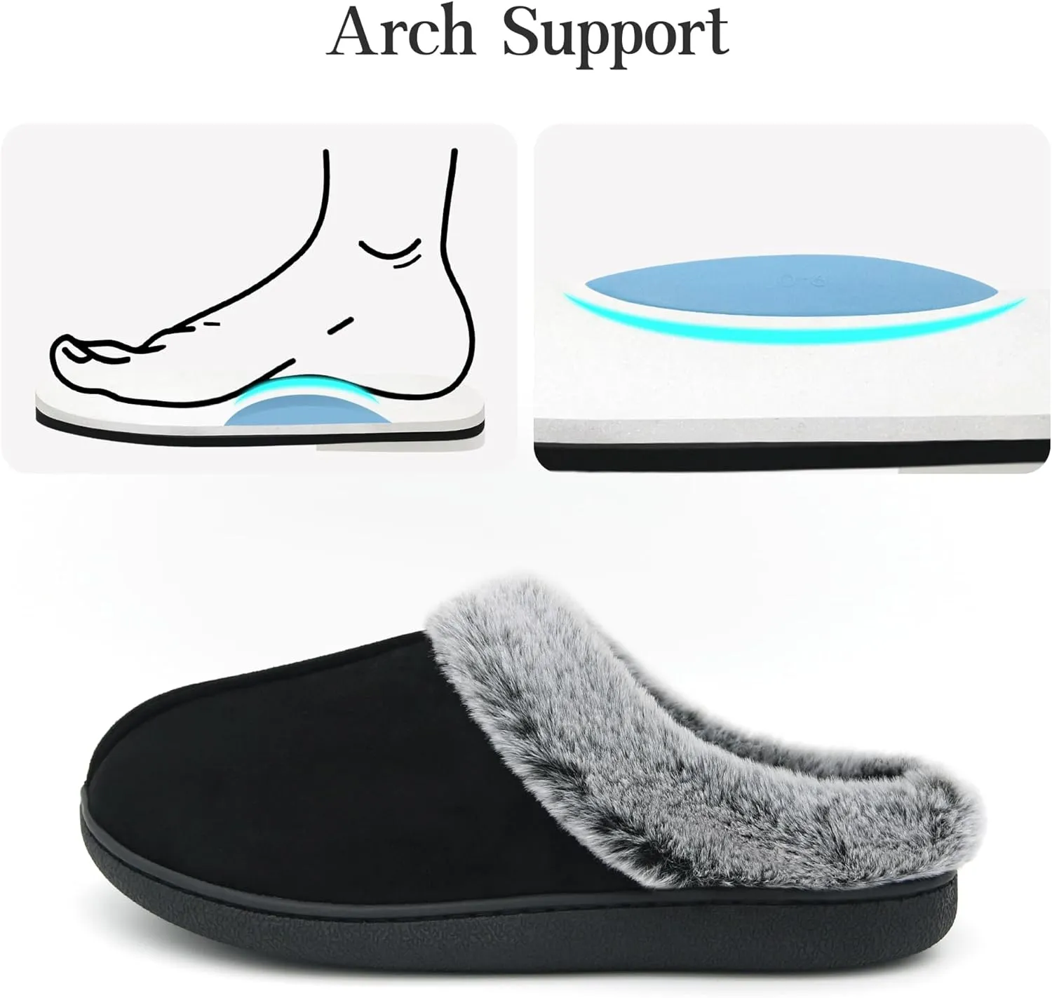 Jerzmy Fuzzy Slippers for Women, Memory Foam Cushion Womens House Slippers Suede Fluffy Faux Fur Lining Comfy Home Shoes for Indoor Outdoor Bedroom Garden Winter