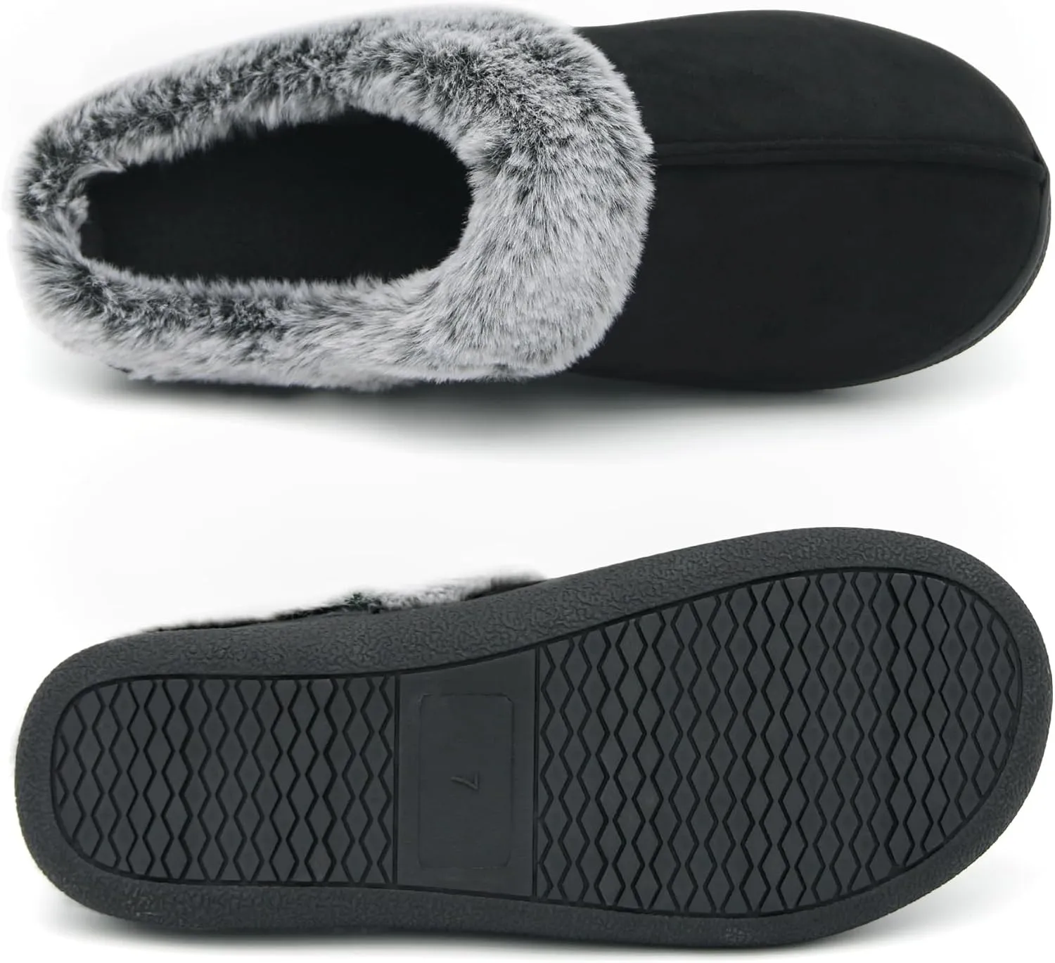 Jerzmy Fuzzy Slippers for Women, Memory Foam Cushion Womens House Slippers Suede Fluffy Faux Fur Lining Comfy Home Shoes for Indoor Outdoor Bedroom Garden Winter